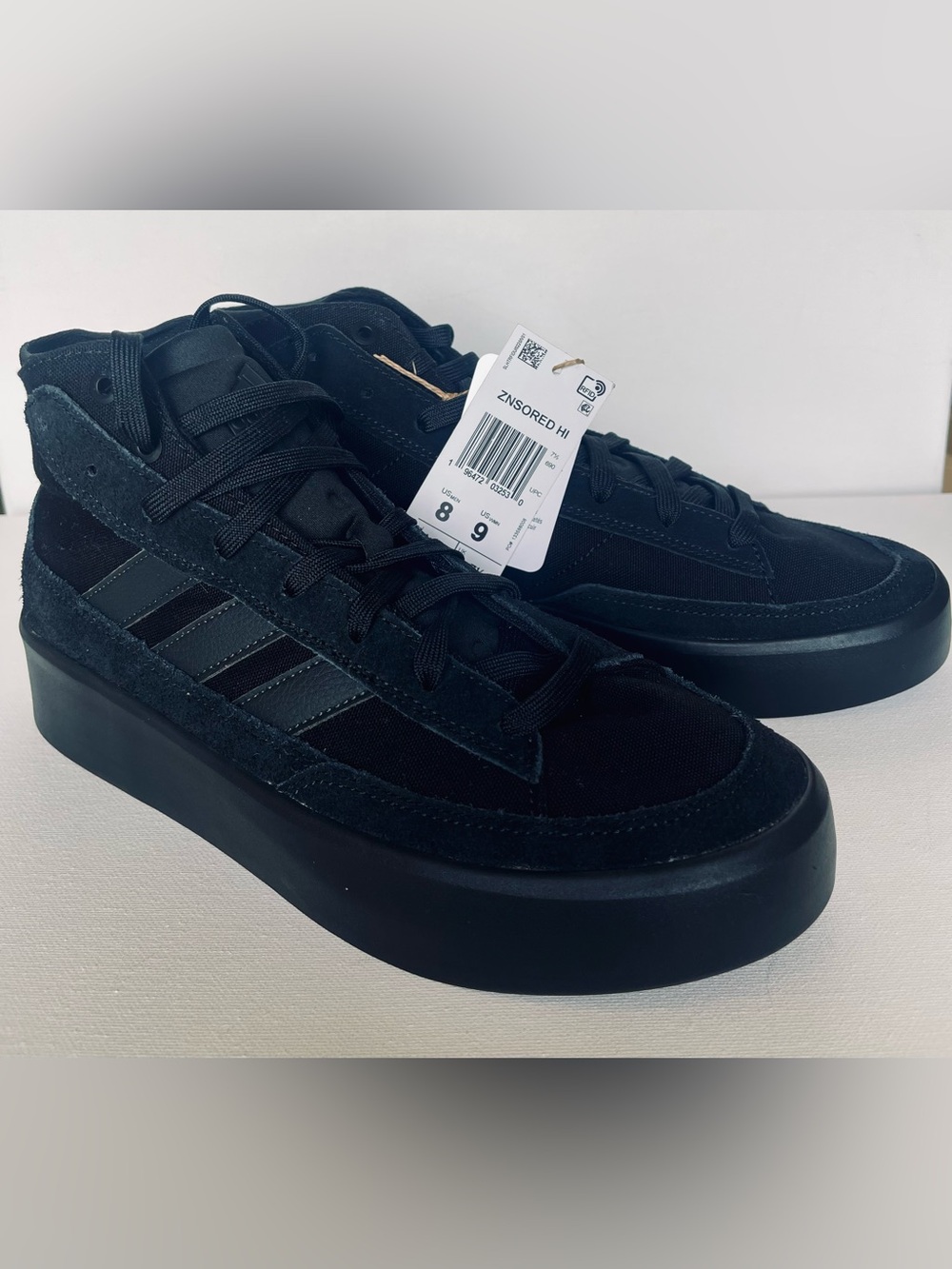 NWT ADIDAS ZNSORED HIGH CORE BLACK CARBON ID8245 MENS CANVAS SNEAKERS SIZE 8 - Picture 3 of 15